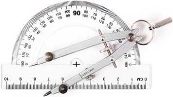 rapporteur et compas. convertisseur angle degré, grade, radian, stéradian © Constantinos - Fotolia